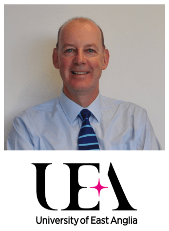 Portrait photo of Richard Harvey with UEA logo beneath